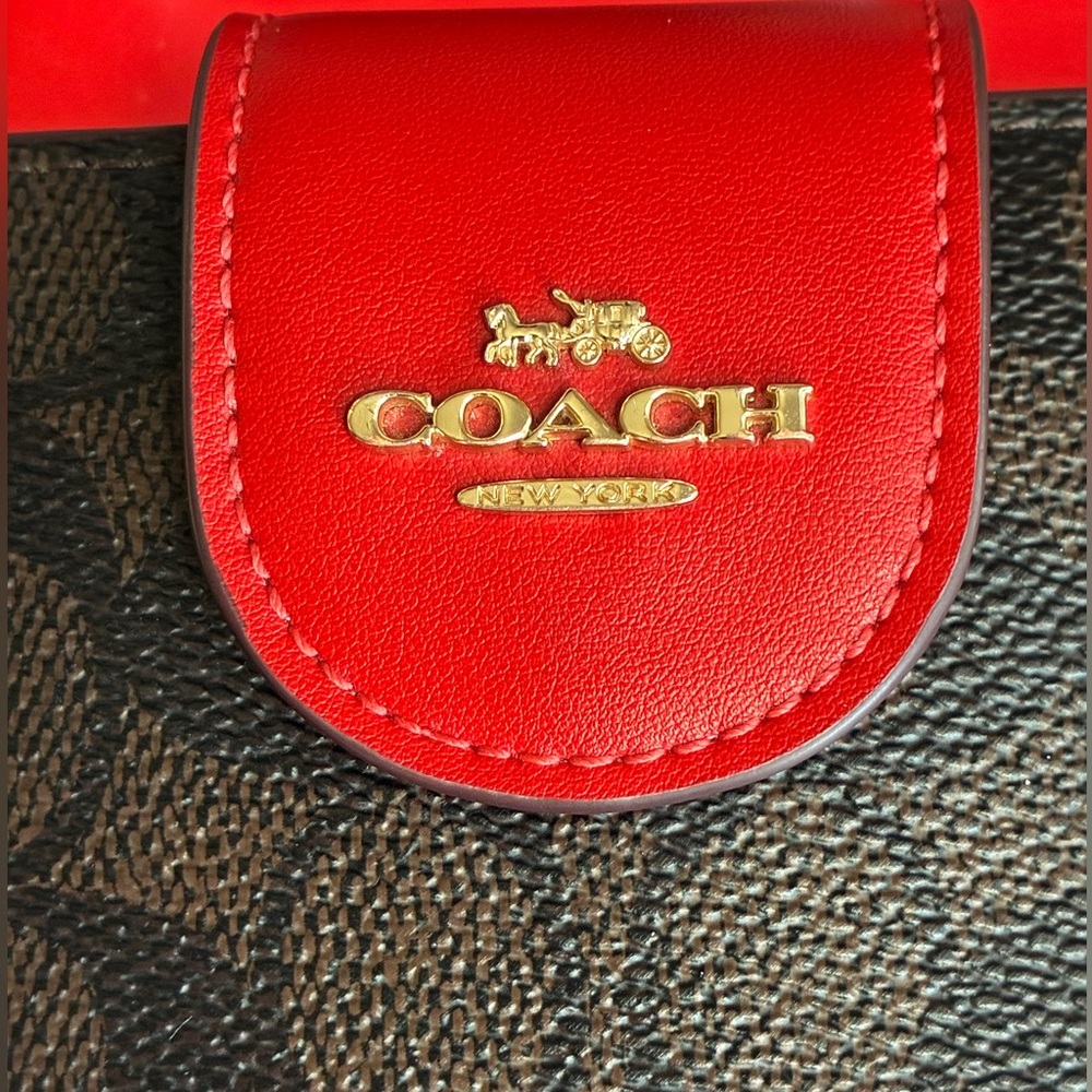Coach Signature Canvas Wallet with Red Tab - Picture 4 of 13